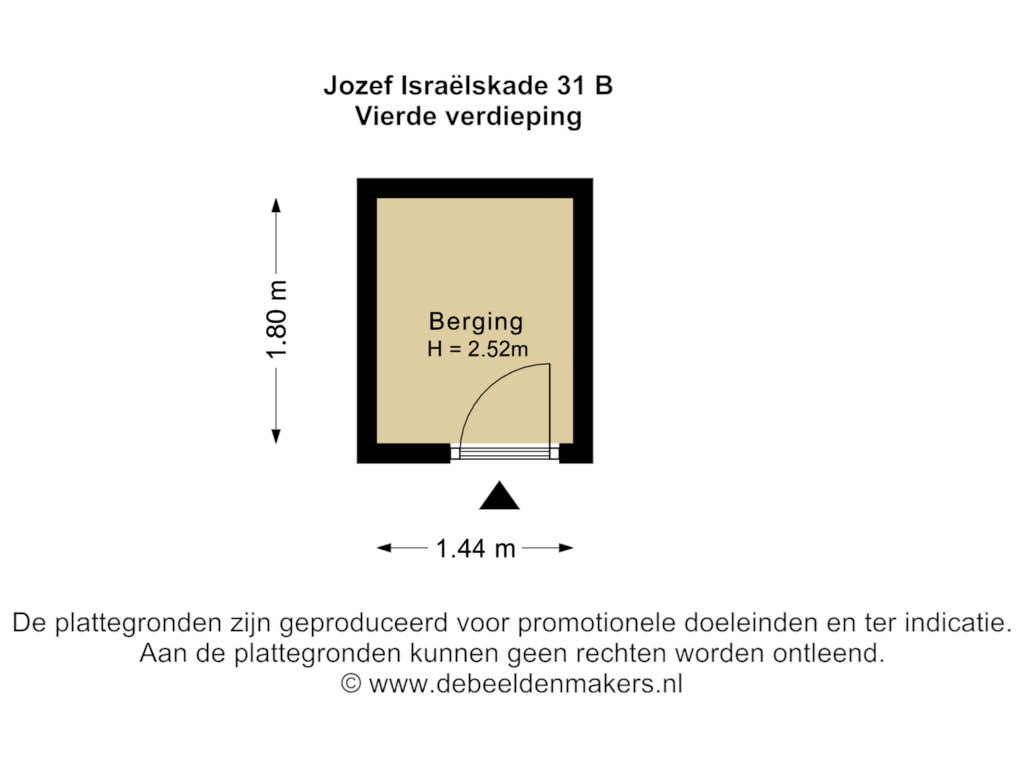 Bekijk plattegrond van Vierde verdieping van Jozef Israëlskade 31-B