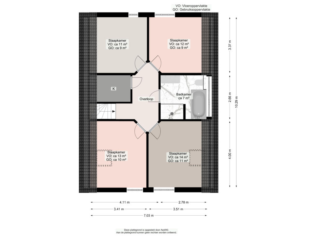 View floorplan of Eerste verdieping of Cypressenlaan 44