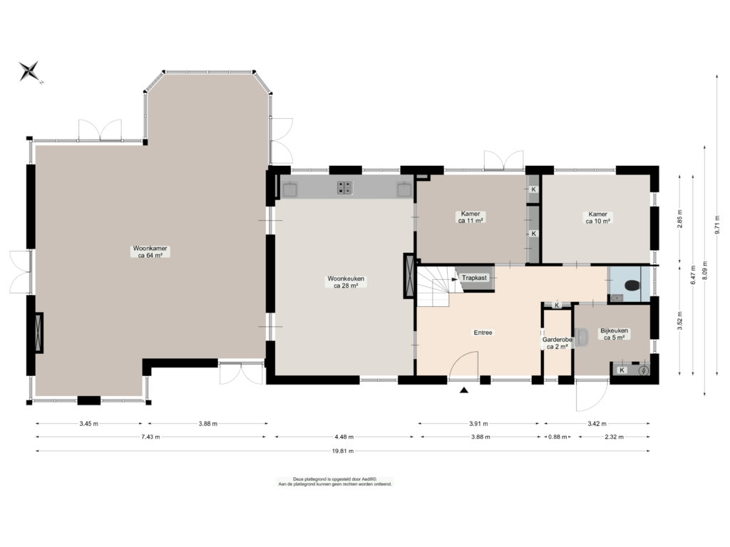 Bekijk plattegrond van Begane grond van Lutsborgsweg 71