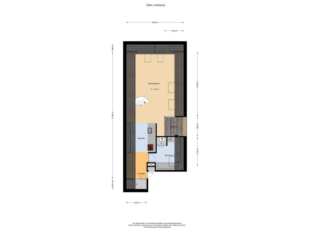 Bekijk plattegrond van Vijfde verdieping van Prinsengracht 715-5B