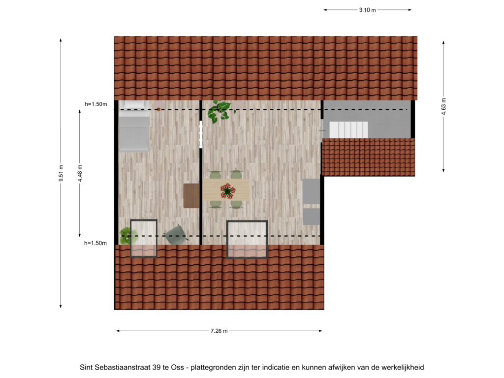 View floorplan of Sint Sebastiaanstraat 39 te Oss - eerste verdieping of Sint Sebastiaanstraat 39