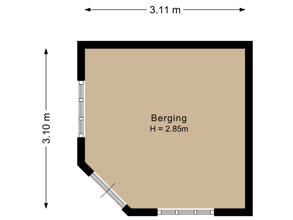 Bekijk plattegrond van Berging van Poldersweegje 18