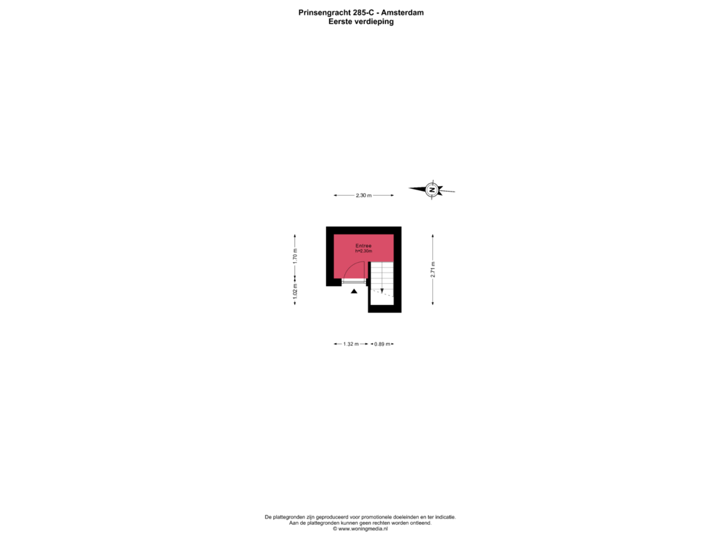 View floorplan of Eerste verdieping of Prinsengracht 285-C