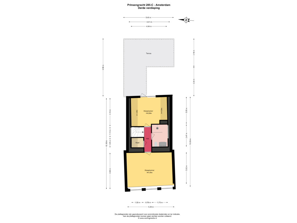 View floorplan of Derde verdieping of Prinsengracht 285-C