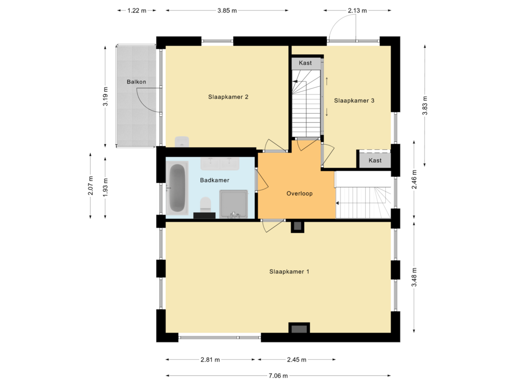 Bekijk plattegrond van Eerste verdieping van Burg. van Lithstraat 12