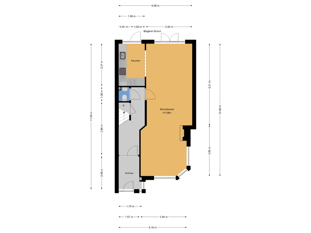 Bekijk plattegrond van Begane Grond van Tomatenstraat 258