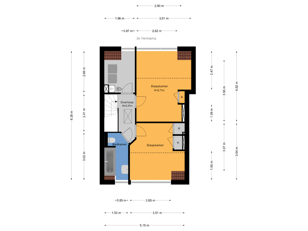 Bekijk plattegrond van 2e Verdieping van Tomatenstraat 258