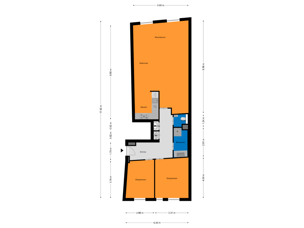 Bekijk plattegrond van Appartement van Karrenstraat 61