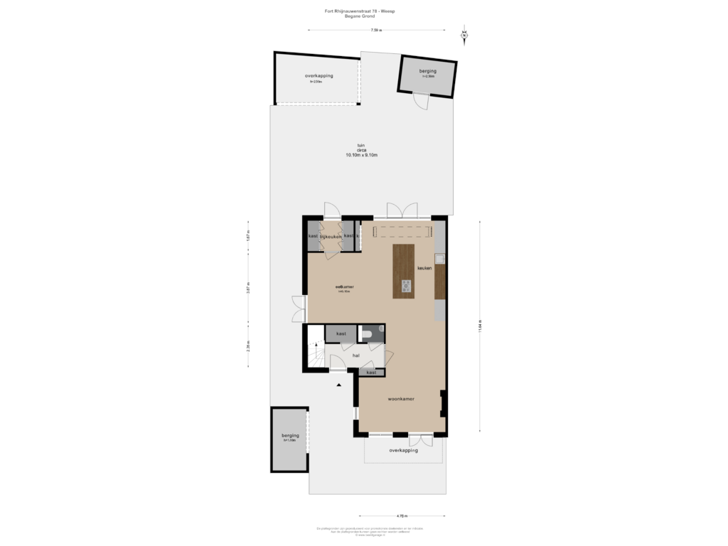 View floorplan of BEGANE GROND of Fort Rhijnauwenstraat 78