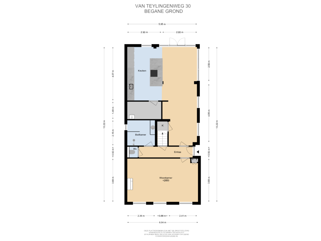 Bekijk plattegrond van Begane grond van Van Teylingenweg 30