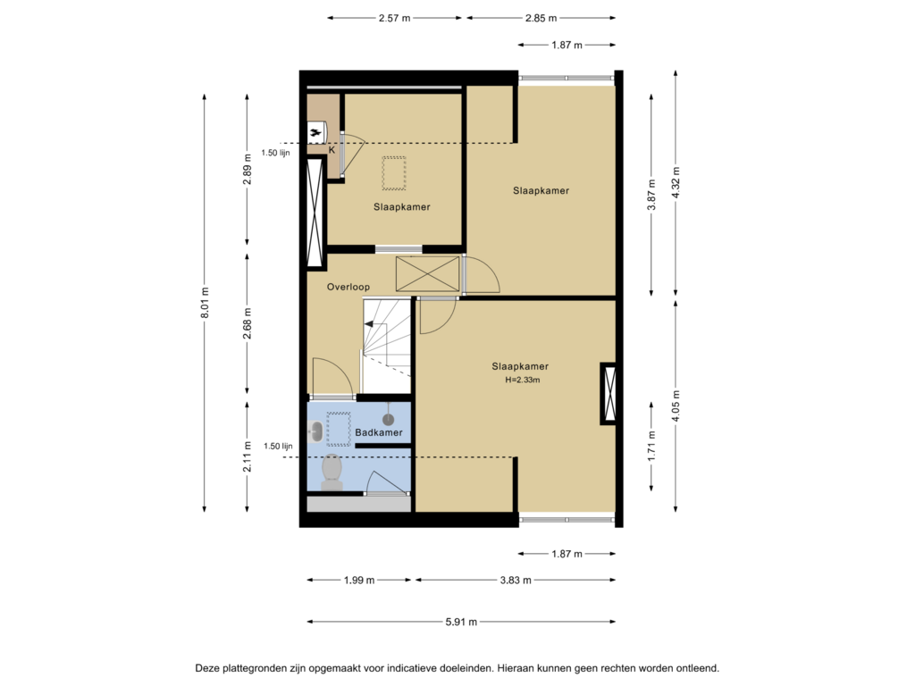 Bekijk plattegrond van 3e verdieping van Lange Hilleweg 63-A