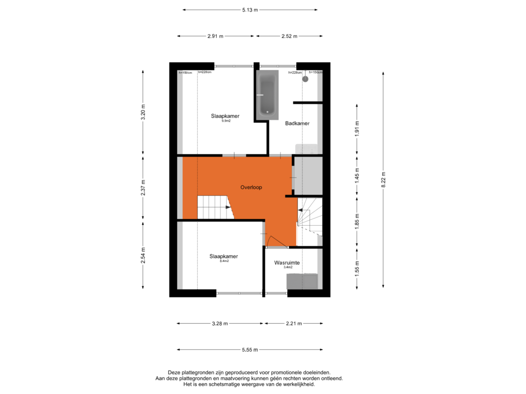 Bekijk plattegrond van Eerste Verdieping van Spoorlaan 44