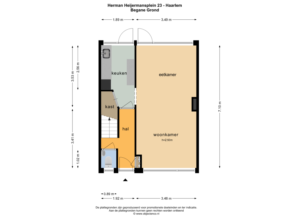 View floorplan of BEGANE GROND of Herman Heijermansplein 23