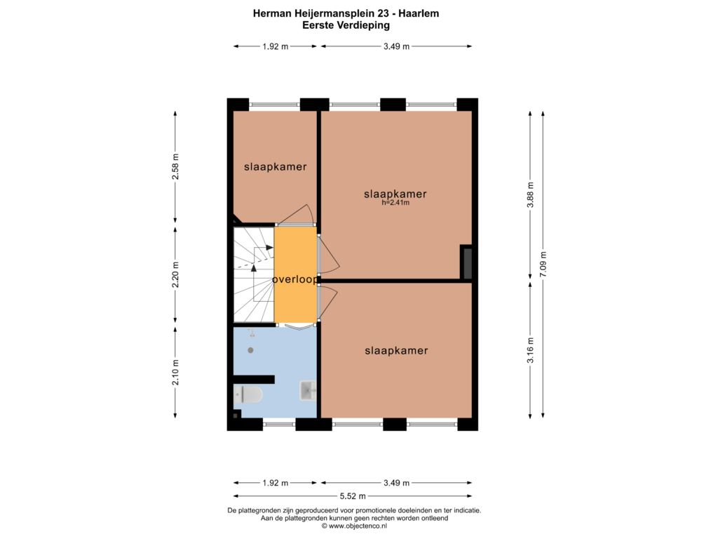 View floorplan of EERSTE VERDIEPING of Herman Heijermansplein 23