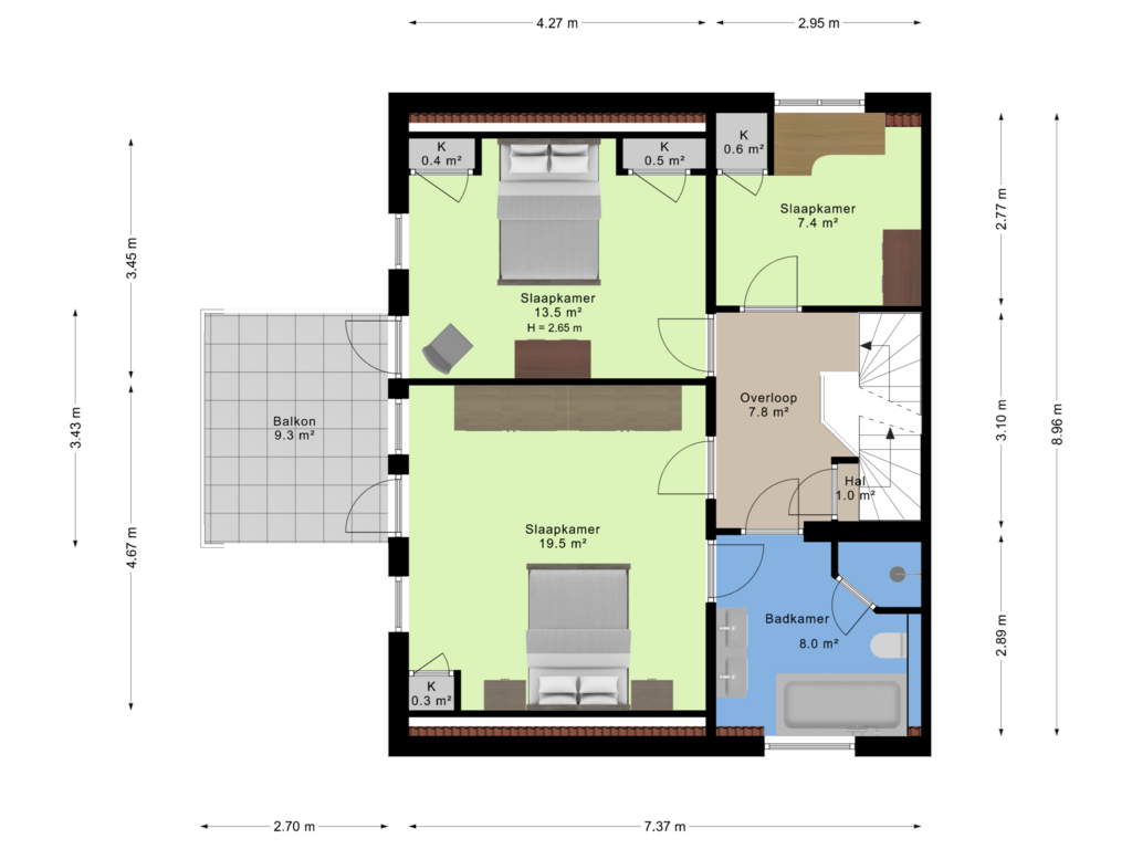 Bekijk plattegrond van 1e verdieping van Julianalaan 2