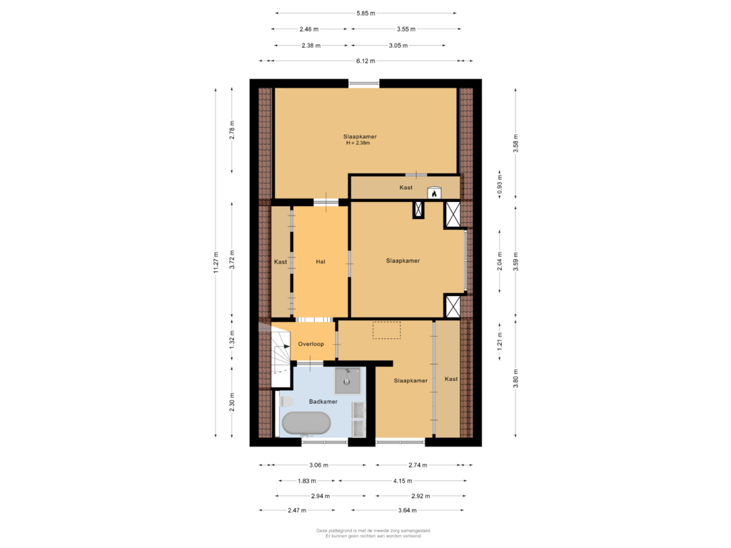 View floorplan of Eerste verdieping of Waterstraat 9