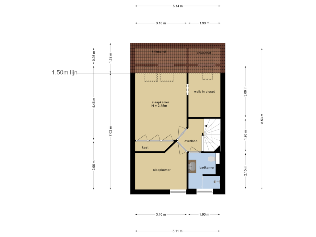 Bekijk plattegrond van Eerste Verdieping van Staringstraat 51