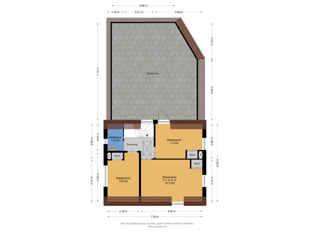 View floorplan of 1e Verdieping of Roderweg 13-C