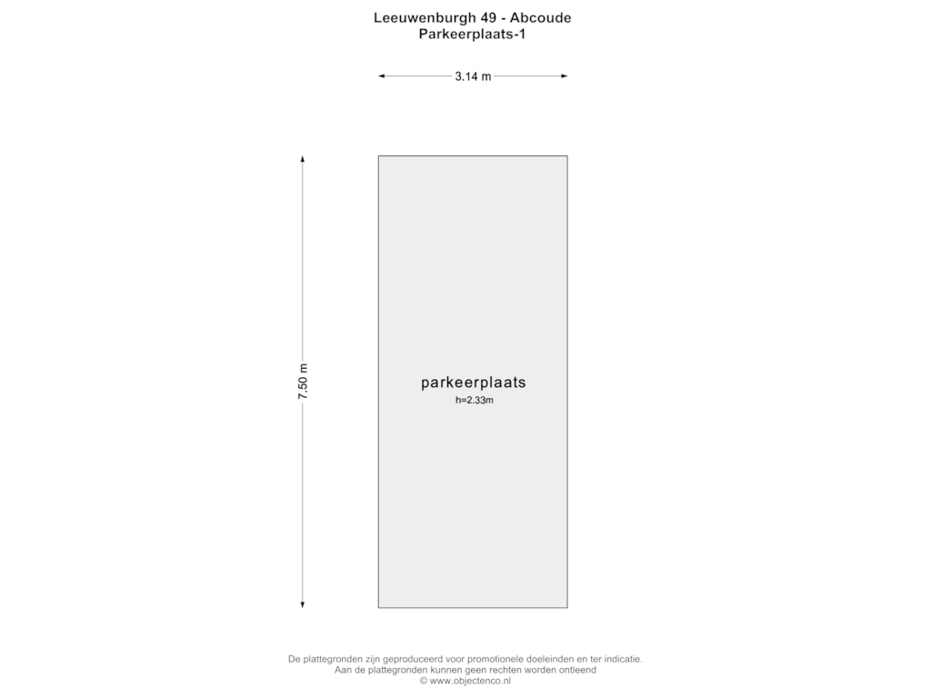 View floorplan of PARKEERPLAATS-1 of Leeuwenburgh 49