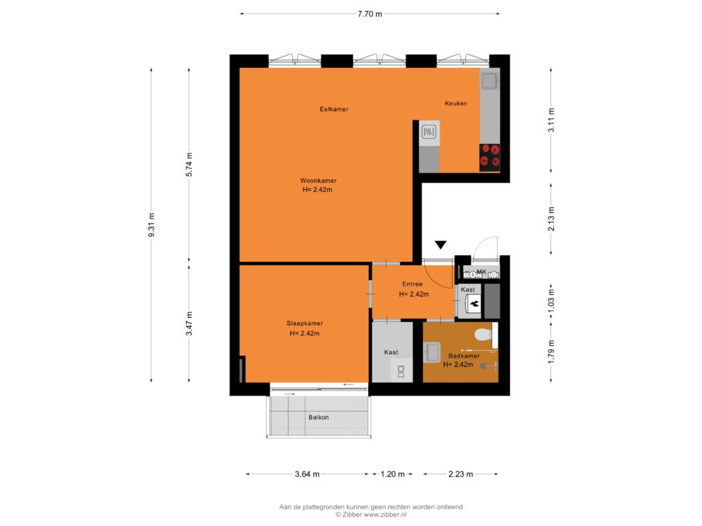 Bekijk plattegrond van Appartement van Laagte Kadijk 33-B