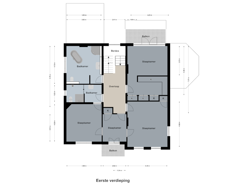 Bekijk plattegrond van Eerste verdieping van Strijthagerweg 15