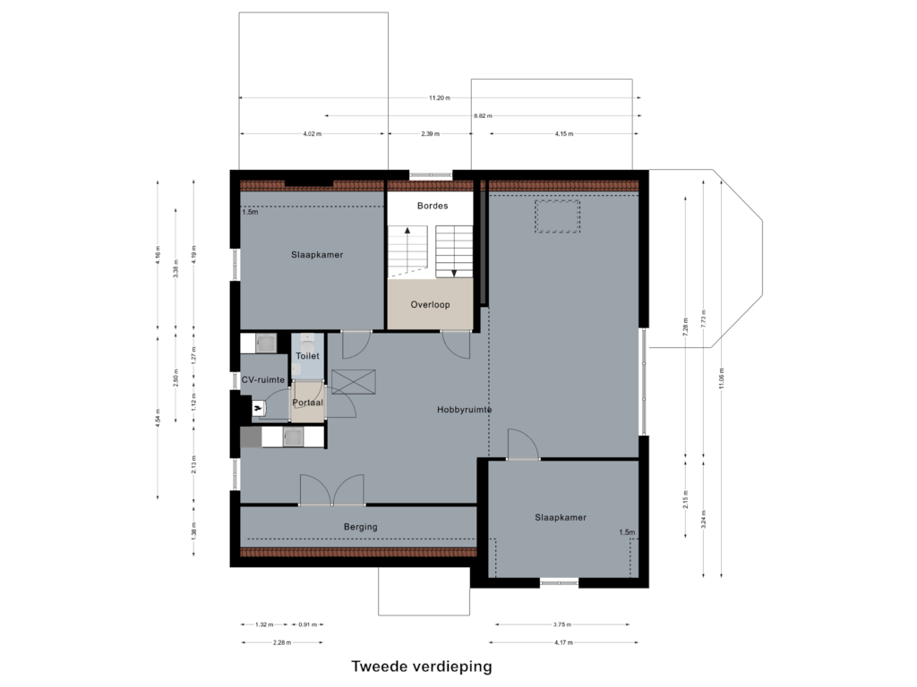 Bekijk plattegrond van Tweede verdieping van Strijthagerweg 15