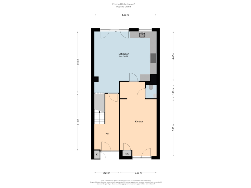 Bekijk plattegrond van Begane Grond van Edmond Halleylaan 42-A