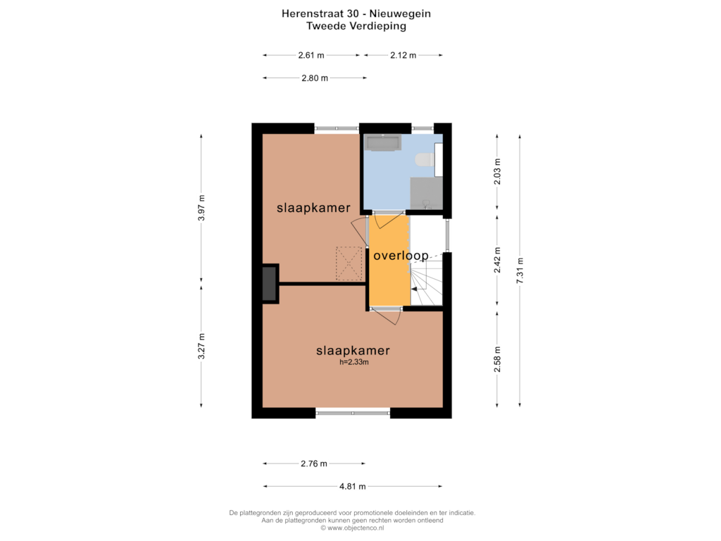 Bekijk plattegrond van TWEEDE VERDIEPING van Herenstraat 30