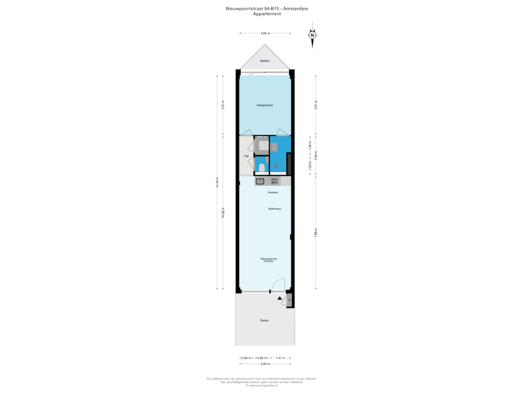 View floorplan of Appartement of Nieuwpoortstraat 94-B15