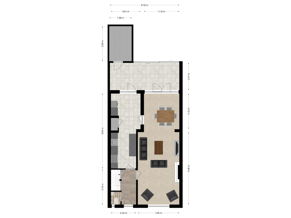 Bekijk plattegrond van Begane Grond van Reigerstraat 14