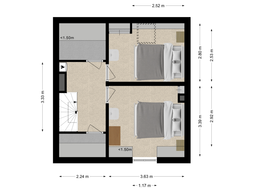 Bekijk plattegrond van Tweede Verdieping van Reigerstraat 14