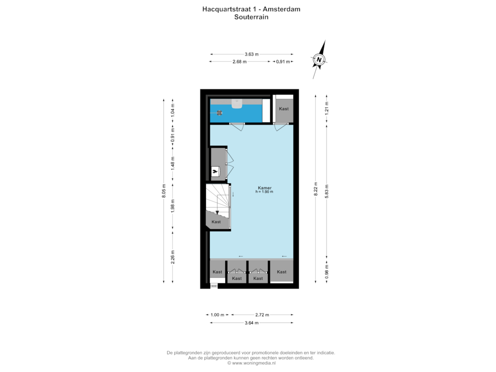 Bekijk plattegrond van Souterrain van Hacquartstraat 1