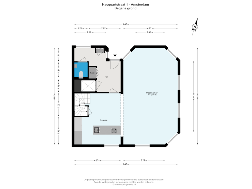 Bekijk plattegrond van Begane grond van Hacquartstraat 1