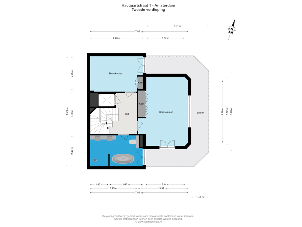 Bekijk plattegrond van Tweede verdieping van Hacquartstraat 1