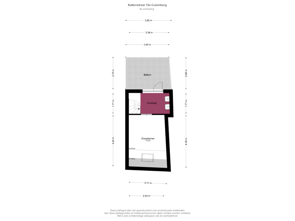 View floorplan of 15a - Derde Verdieping of Kattenstraat 15