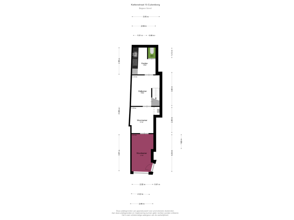 View floorplan of 15 - Begane Grond of Kattenstraat 15