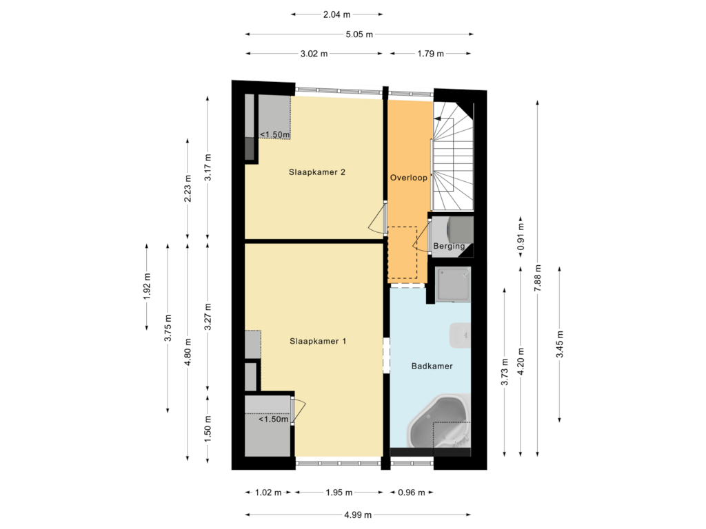 View floorplan of Tweede Woonlaag of Herenpad 12-A