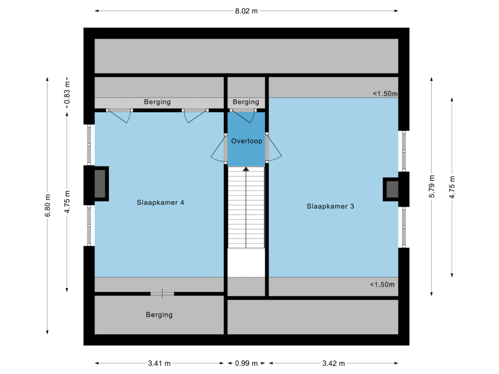 View floorplan of Eerste Verdieping of Lage Mierdsedijk 2-A