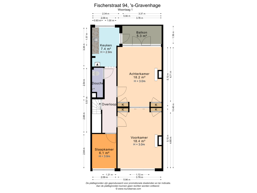 Bekijk plattegrond van Woonlaag 1 van Fischerstraat 94