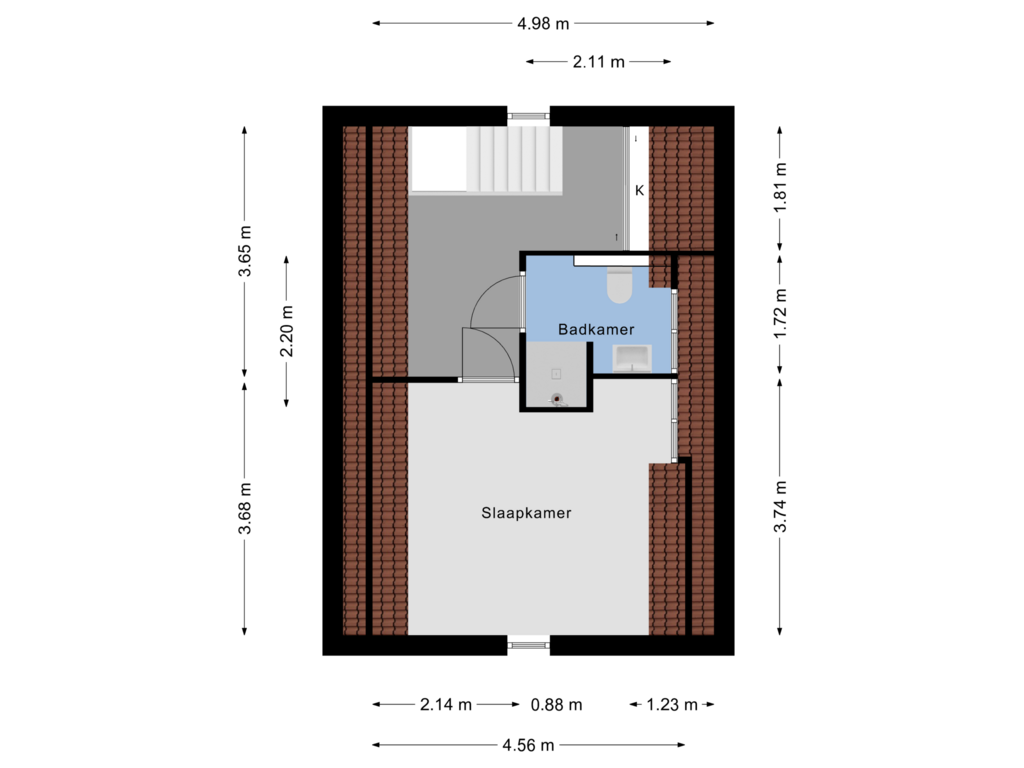 Bekijk plattegrond van Verdieping boven Multifunctionele Ruimte van Moerdijkse Postbaan 111