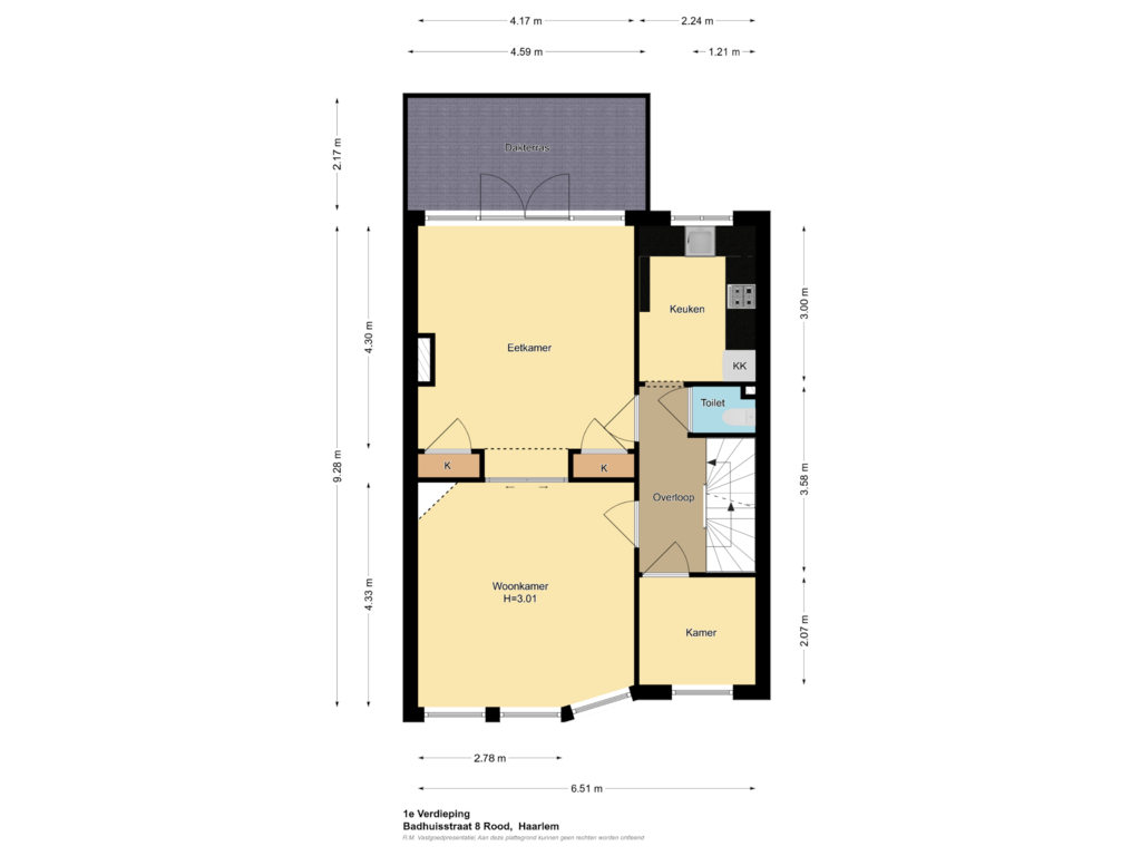 Bekijk plattegrond van 1e Verdieping van Badhuisstraat 8-RD