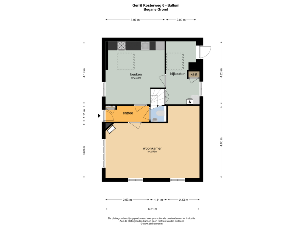 Bekijk plattegrond van BEGANE GROND van Gerrit Kosterweg 6