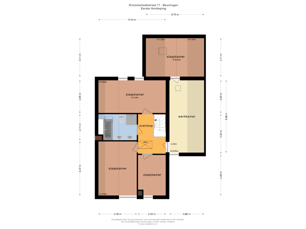 Bekijk plattegrond van Eerste Verdieping van Krommehoekstraat 17