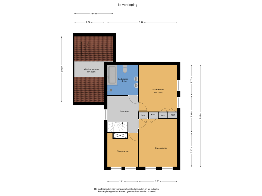 View floorplan of 1e verdieping of Triangel 87