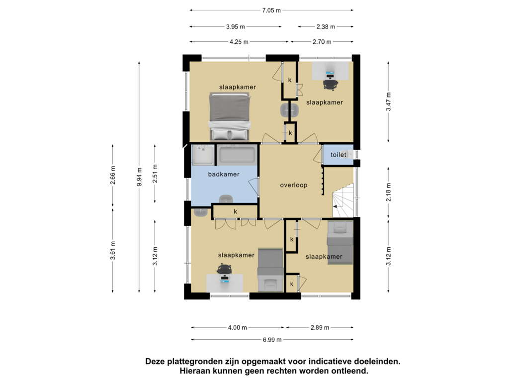 View floorplan of 1e verdieping of Oude Tempellaan 6