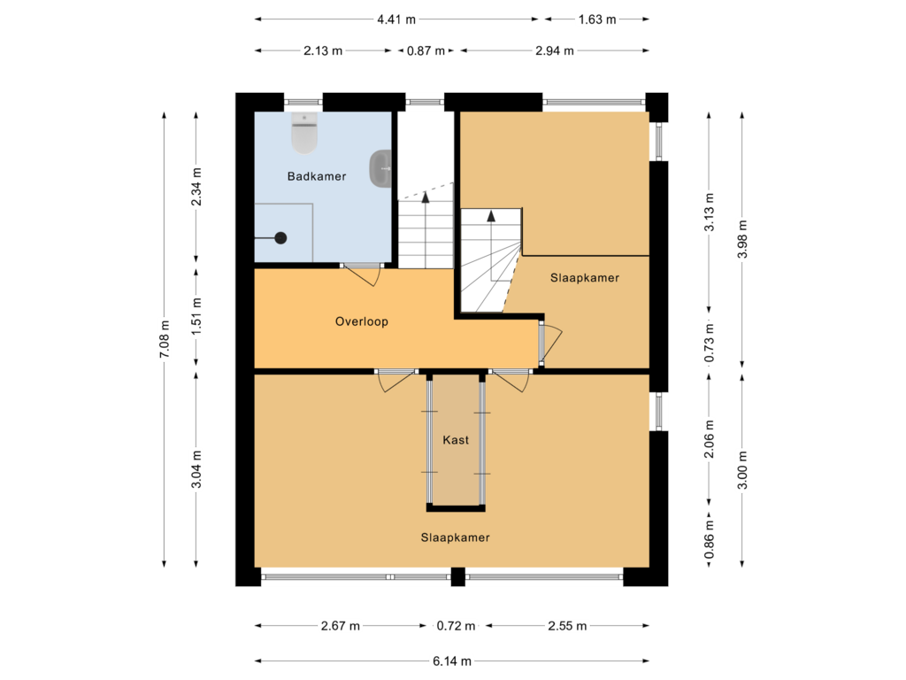 View floorplan of Eerste verdieping of Kwartaalstraat 57