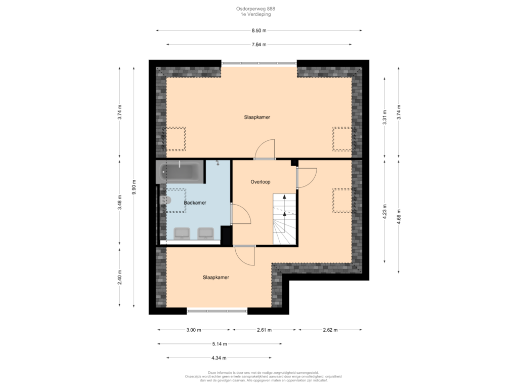 Bekijk plattegrond van 1e Verdieping van Osdorperweg 888