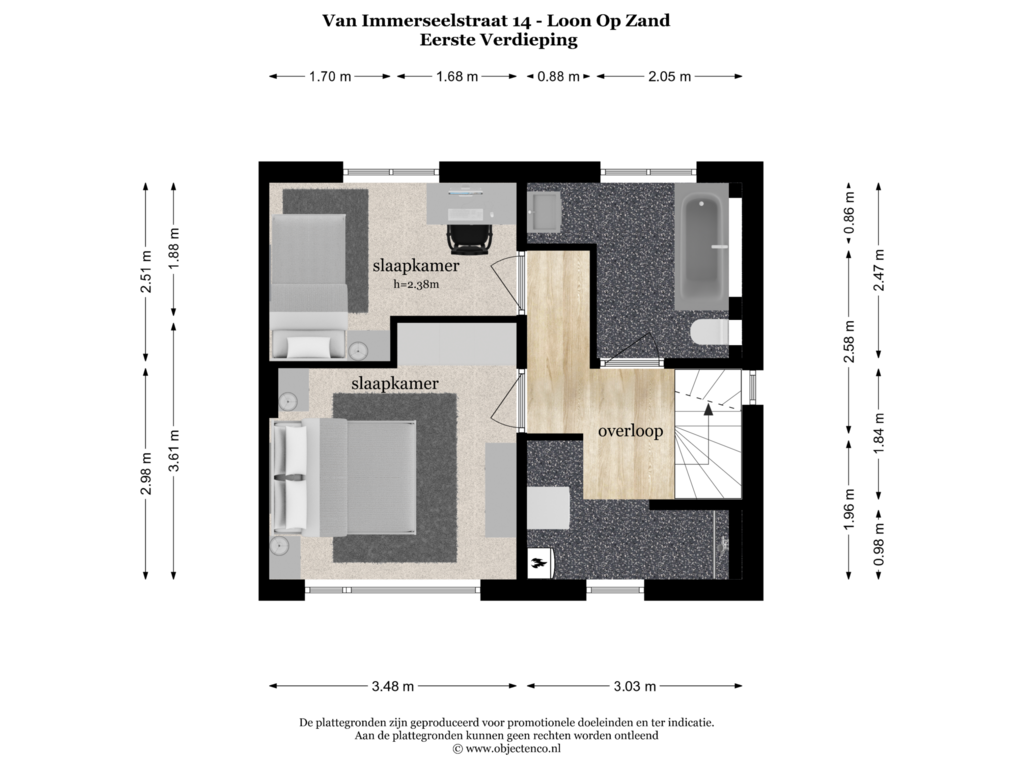 Bekijk plattegrond van Eerste Verdieping van van Immerseelstraat 14