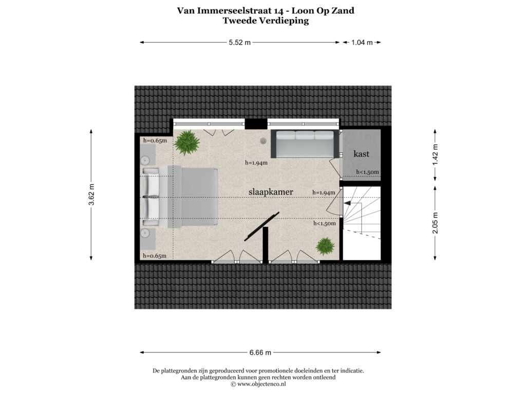 Bekijk plattegrond van Tweede Verdieping van van Immerseelstraat 14