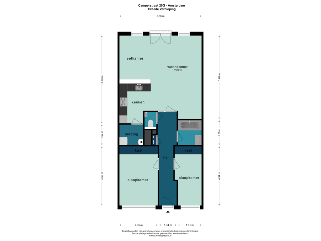 View floorplan of TWEEDE VERDIEPING of Camperstraat 20-G